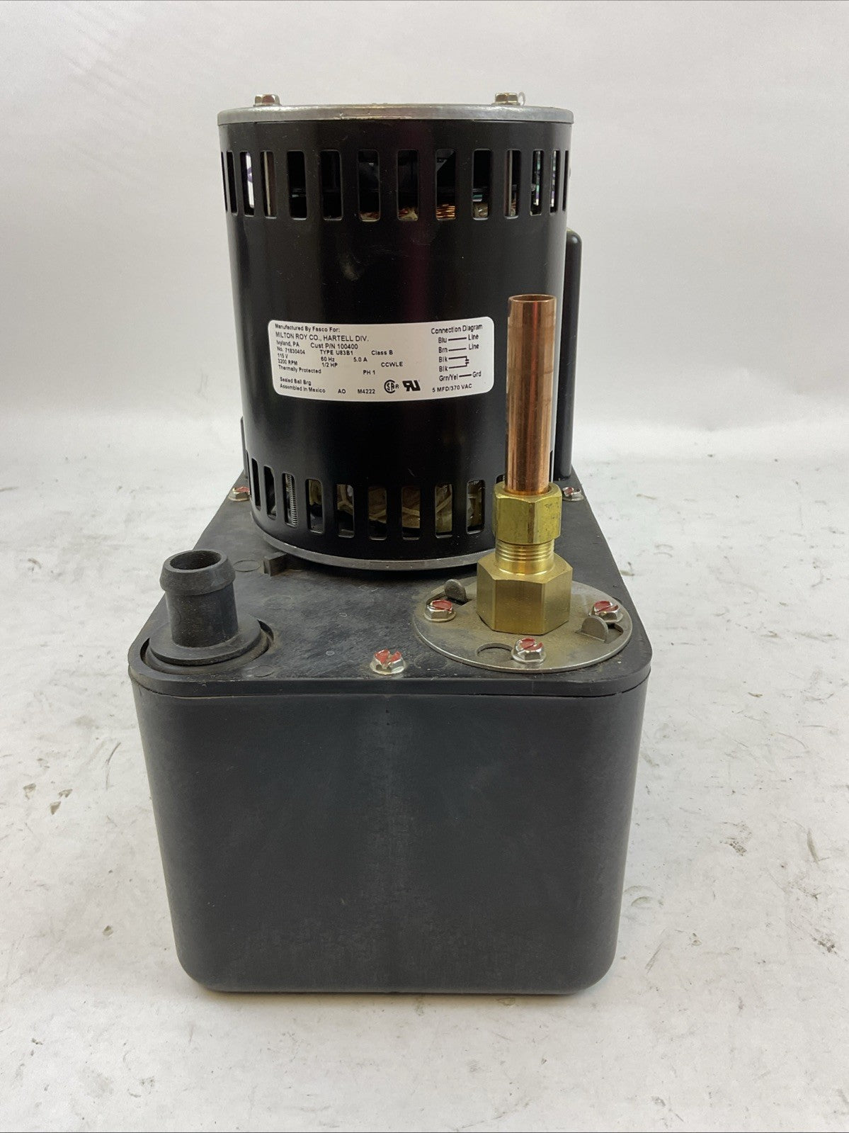 HARTELL A5X-115 COMMERCIAL CONDENSATE REMOVAL PUMP 115V 50/60HZ 5.0A