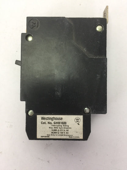 WESTINGHOUSE / CUTLER HAMMER GHB1020 CIRCUIT BREAKER 20A 277VAC 1 P (LOT OF 4)