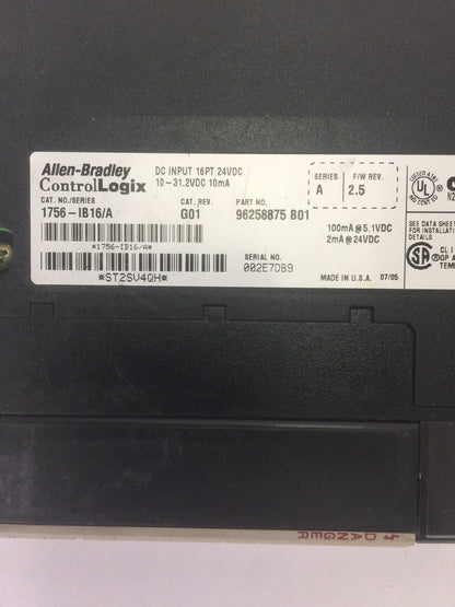 ALLEN BRADLEY 1756-IB16 SER A F/W REV. 2.5 CAT REV G01