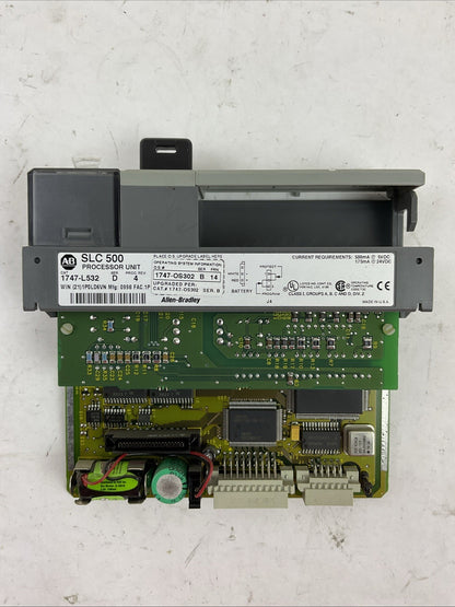 ALLEN BRADLEY 1747-l532 SER D PROC REV 4 PROCESSOR UNIT 1747-OS302 SER B FRN 14