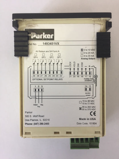 PARKER 1493451VX CDRO-40 PANEL METER CONTROLLER ANALOG OUTPUT 0-10VDC