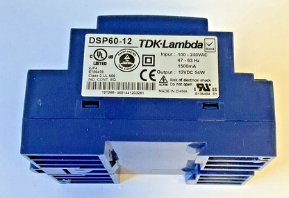 TDK-LAMBDA DSP60-12 POWER SUPPLY 240VAC 63HZ 1500MA 12VDC 54W