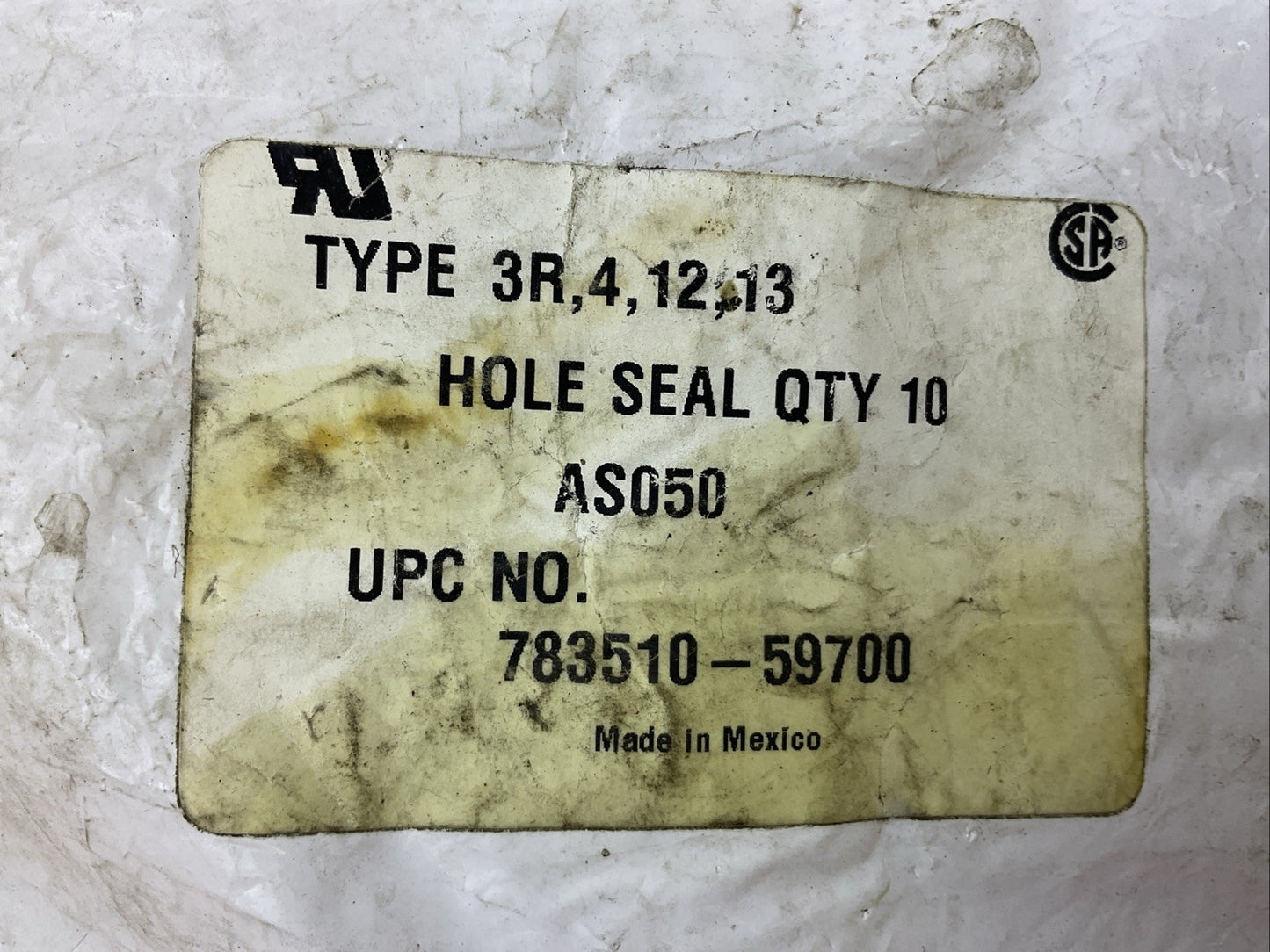HOFFMAN TYPE 3R, 4, 12, 13 AS050 783510-59700 HOLE SEAL  59700 1/2" (BAG OF 10)