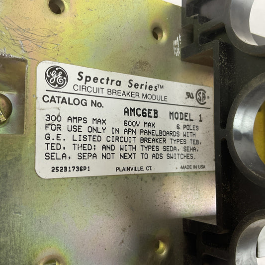 General Electric GE AMC6EB 3 Pole 300 Amp 600 Volt Model 1
