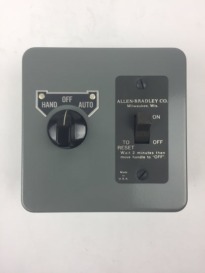 ALLEN BRADLEY 600-TAX9 MANUAL STARTING SWITCH WITH SELECTOR SWITCH 2 POLE NEMA 1