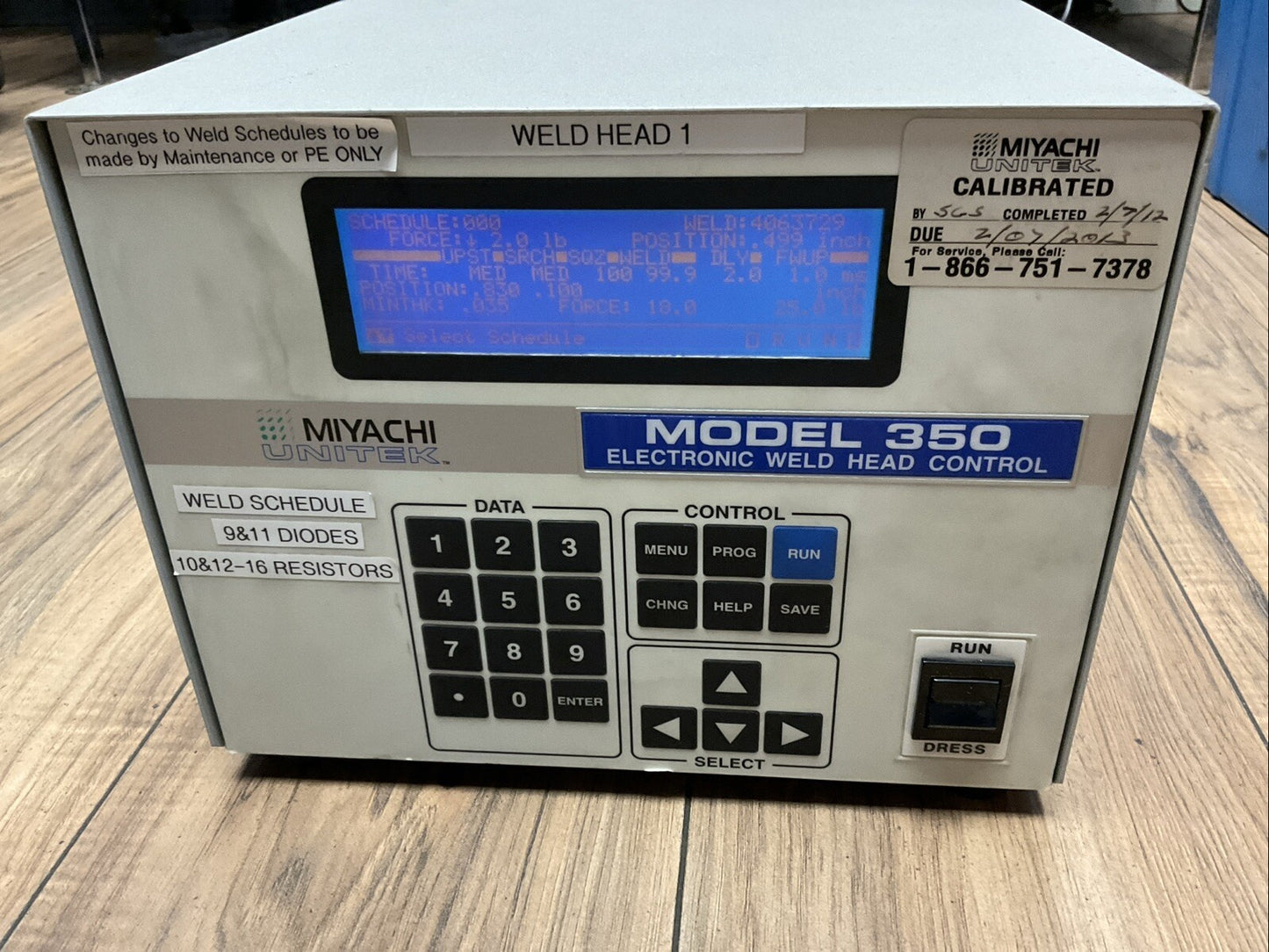 MIYACHI 301H/115V INPUT 115VAC 8A OUTPUT 25V 6A MODEL 350 ELECTRONIC WELD HEAD
