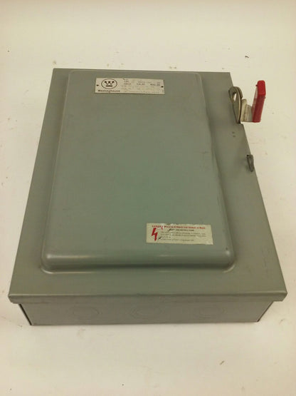 WESTINGHOUSE HF461 SAFETY SWITCH, 30A, 600V, 4P FUSIBLE, 25 H.P., NEW