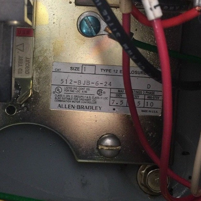 Allen Bradley 512-BJB-6-24 Combination Motor Controller with Control Transformer