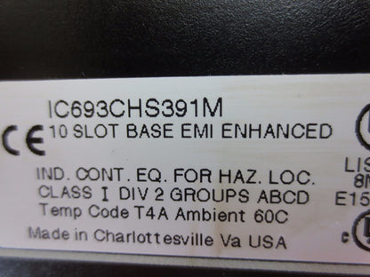 GE FANUC IC693CHS391M BASE 10-SLOT for PROGRAMMABLE CONTROLLER  EMI ENHANCED