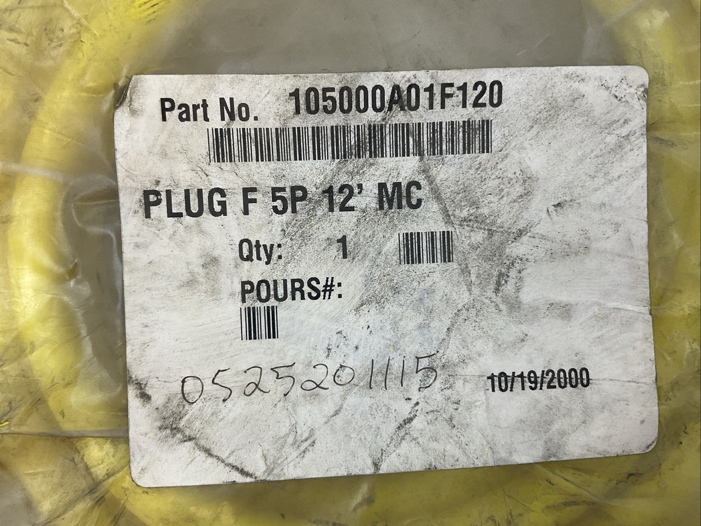BRAD HARRISON 105000A01F120 PLUG F 5P 12' MC CORDSET