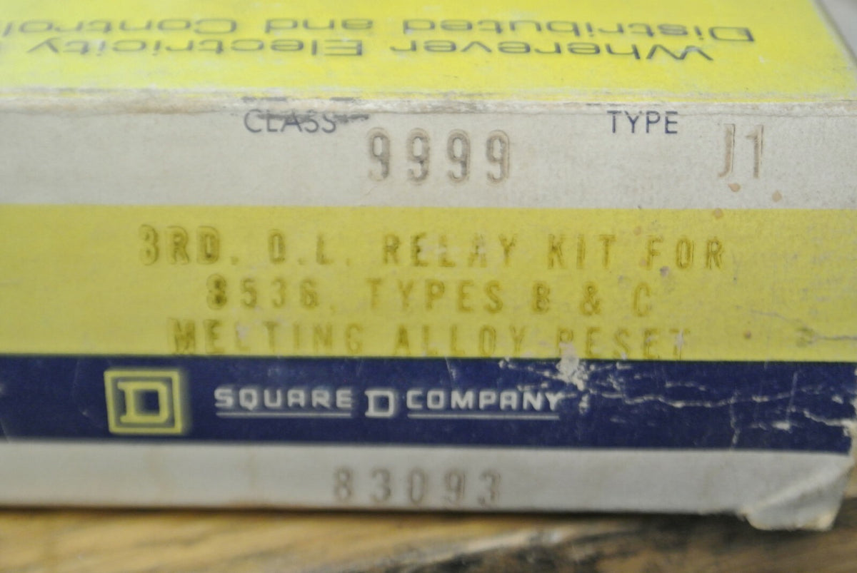 SQUARE D 9999 J1 / 3rd OVERLOAD RELAY for 8536 TYPES B & C / RESET / NEW SURPLUS