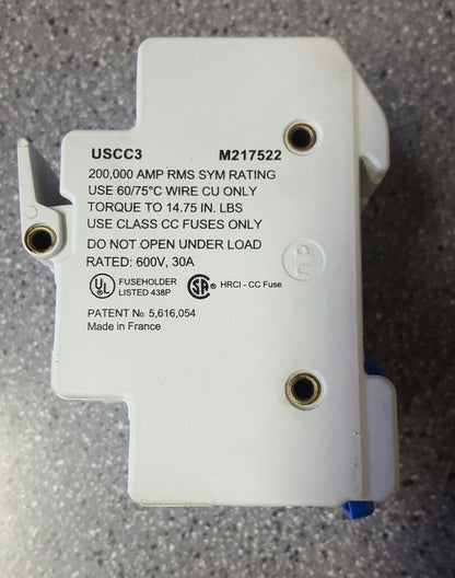 Ferraz Shawmut USCC3, M217522, Fuse Holder 30A 600V M217522, USED