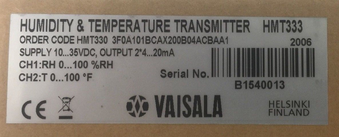 VAILALA HMT333 HUMIDITY & TEMPERATURE TRANSMITTER 10...35VDC
