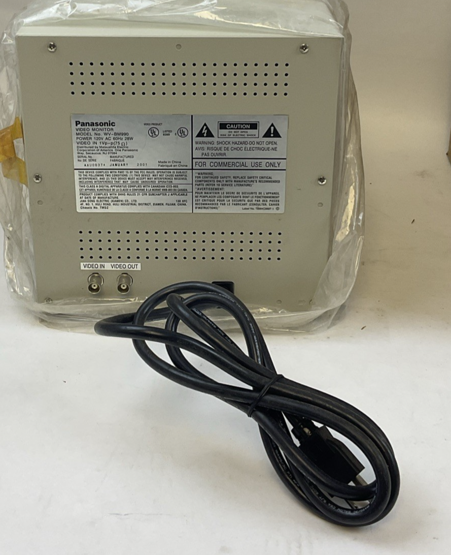 PANASONIC WV-BM990 VIDEO MONITOR 120VAC 60HZ 28W