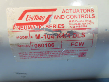 UNITORQ M-104 K4/4 DLS FCW PNEUMATIC ACTUATOR w/ ASCO VR3C2YAA2NGA  8317G35