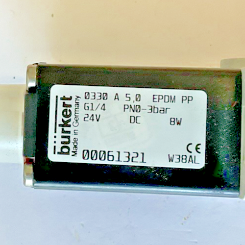 BURKERT 0330 A 5.0 SOLENIOD VALVE 3BAR  24VDC 8W