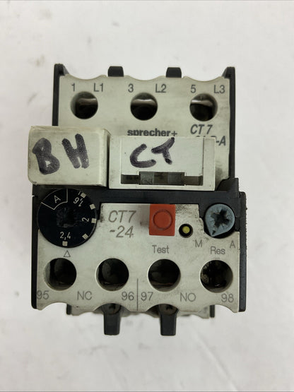 SPRECHER + SCHUH CT7-24-2.4 OVERLOAD RELAY 600VAC 1.6-2.4A