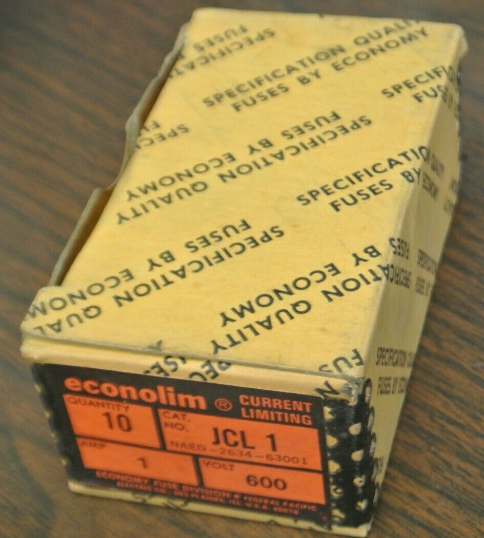 BOX of 10 / ECONOMY JCL1 CURRENT-LIMITING FUSE / 1A / 600V / NEW SURPLUS