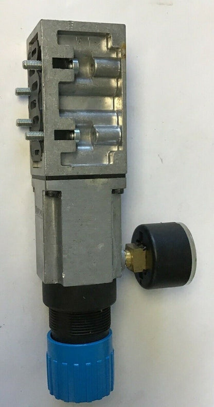 FESTO LR-ZP-P-D-1 PRESSURE REGULATOR PLATE W/FESTO PRESSURE GAUGE