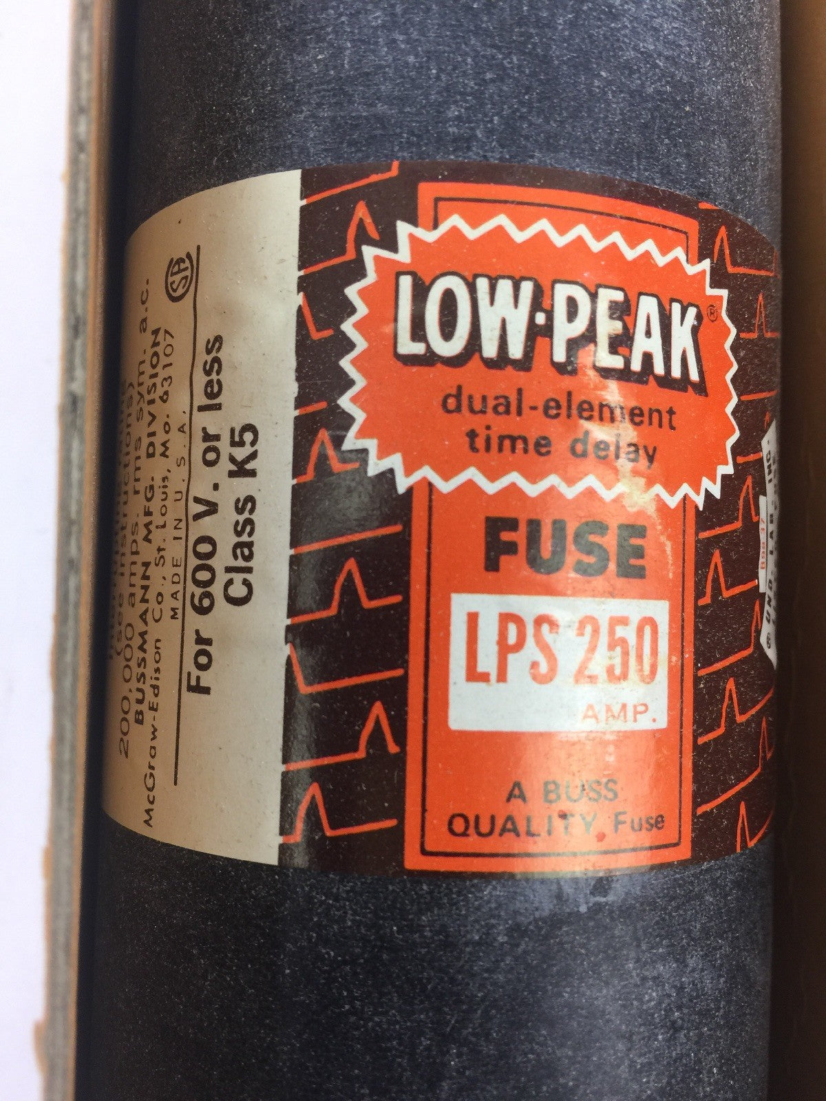 LOW PEAK LPS 250 FOR 600V OR LESS CLASS K5 250 AMP
