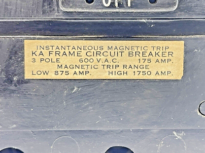 SQUARE D - KAL-36175 - CIRCUIT BREAKER - 175 AMP, 3 POLE, 600 VAC