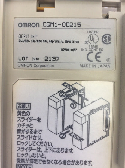 OMRON CQM1-OD215 OUTPUT UNIT MODULE 24VDC 1A/POINT 4A/UNIT 8POINTS