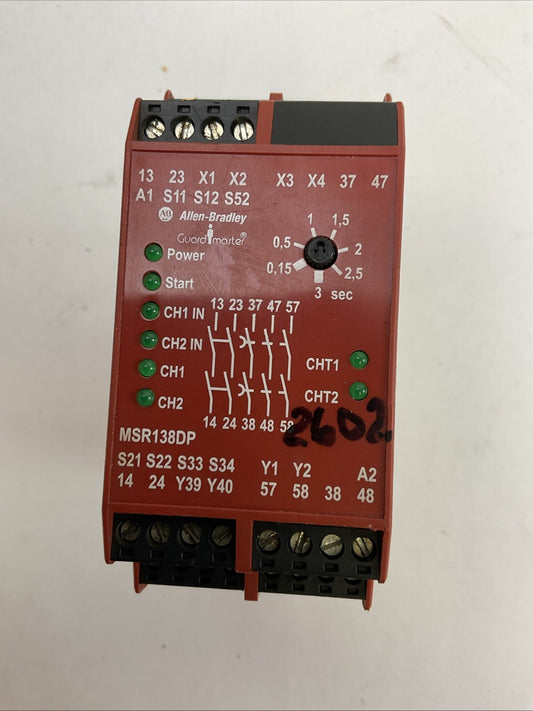 ALLEN BRADLEY MSR138DP 440R-M23143 SER B SAFETY RELAY SUPPLY 24V OUPUT AC15 250V