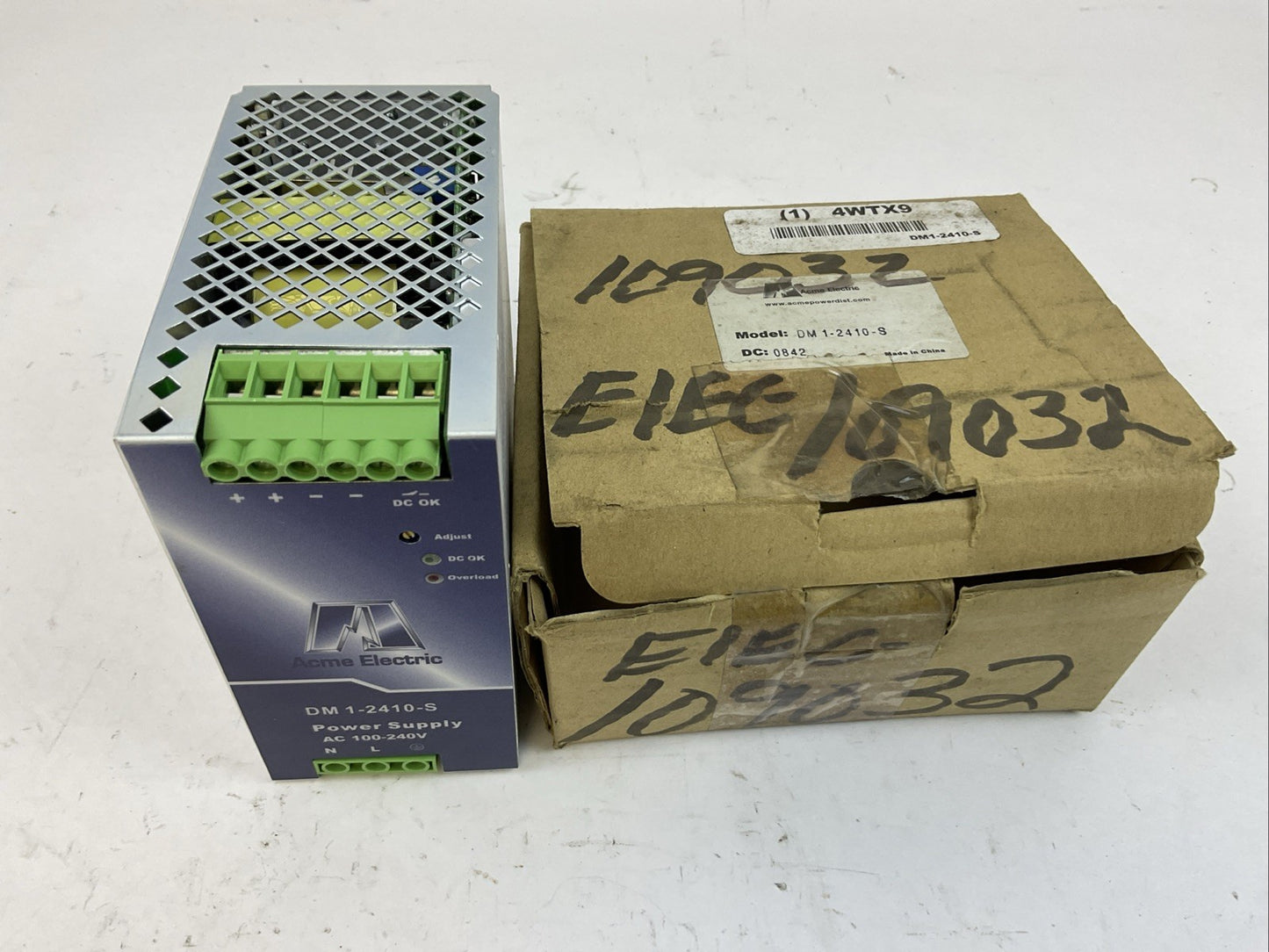ACME ELECTRIC DM 1-2410-S POWER SUPPLY OUTPUT 24VDC 10A INPUT 100-240VAC 4.9A