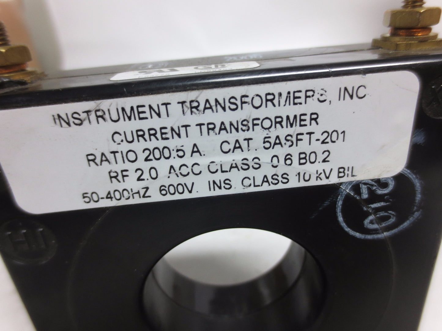INSTRUMENT TRANSFORMERS 5ASFT-201 CURRENT TRANSFORMER 50-400Hz 600V