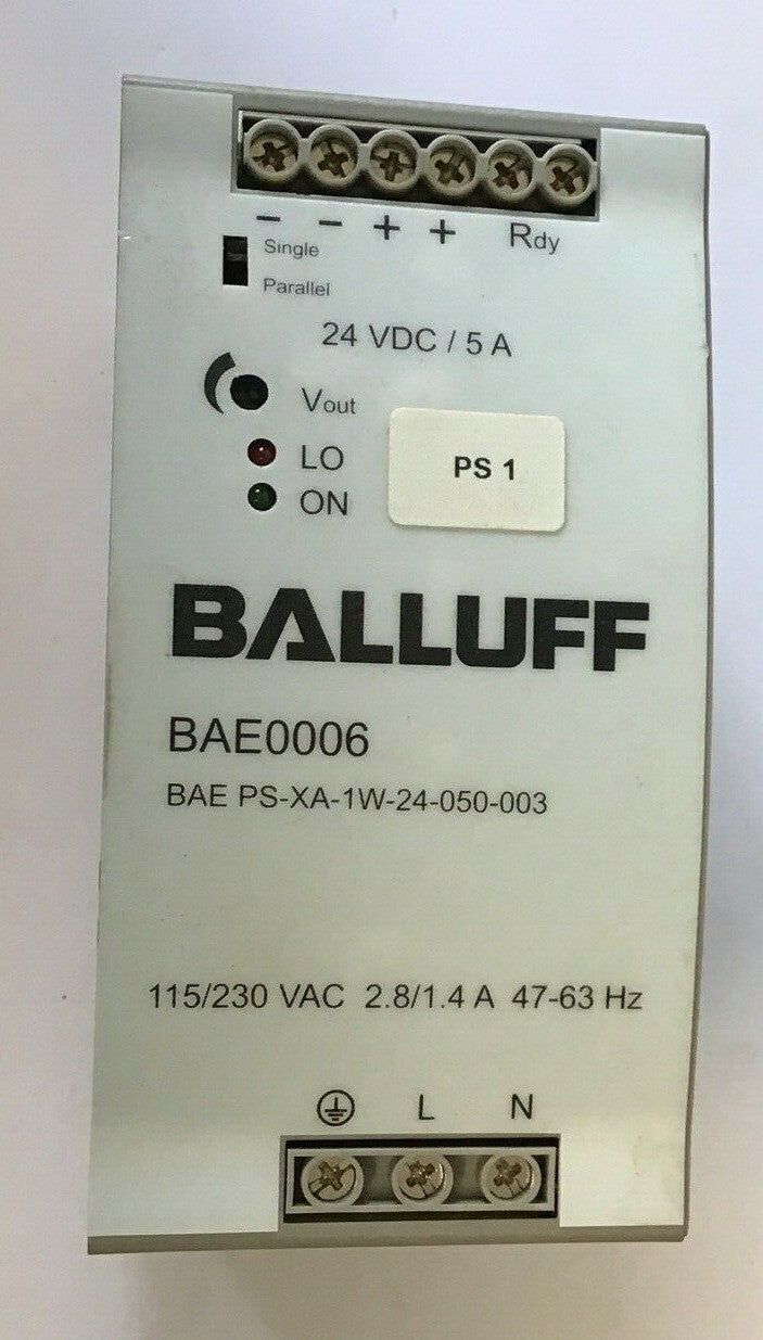 BALLUFF BAE PS-XA-1W-24-050-003 POWER SUPPLY 115/230VAC 47-63HZ 2.8/1.4A 24VDC