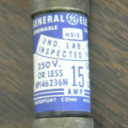 BOX of 10 / GENERAL ELECTRIC GF1A15 RENEWABLE FUSE / 15A / 250V / NEW SURPLUS