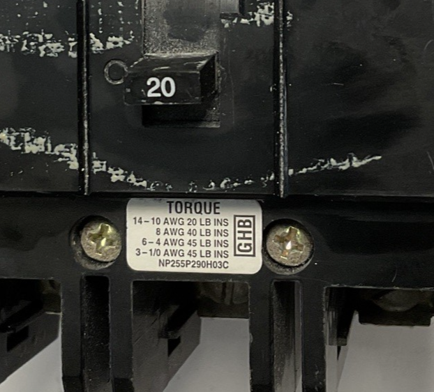 CUTLER HAMMER GHB3020 CIRCUIT BREAKER 20A 480VAC 250VDC 3P