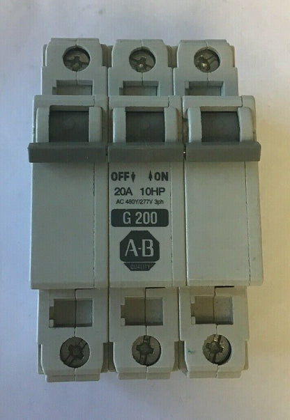 ALLEN BRADLEY 1492-CB3 MANUAL MOTOR CONTROLLER SER C 20A 10HP 480Y/277VAC 3HP