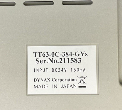 DYNAX CORPORATION TT63-0C-384-GYS TEACH PENDNANT 24VDC 150MA