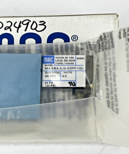 MAC - 48A-AMA-000-GDFP-1DU - SOLENOID VALVE - 24VDC, 20-12 PSI, 4 WATT, 2 POS