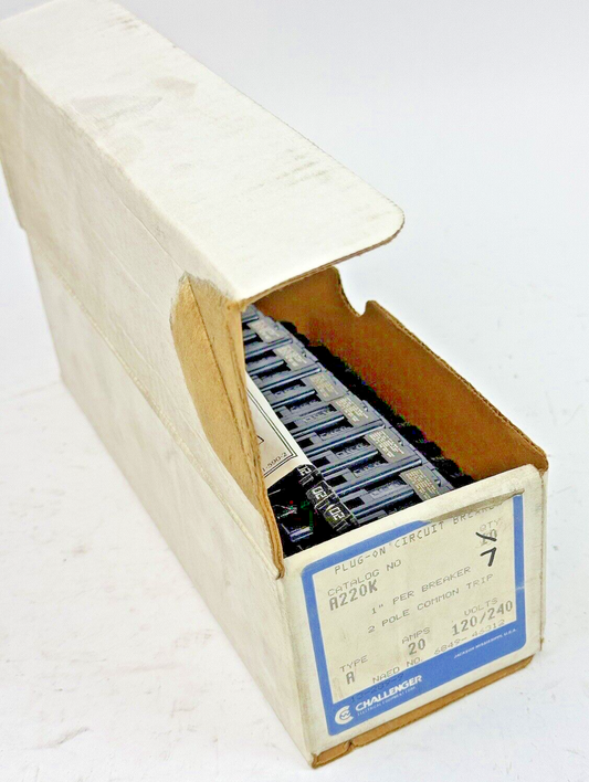CHALLENGER *BOX OF 7* - A220K - COM. TRIP CIRCUIT BREAKERS -2 POLE/20 A/240 VAC