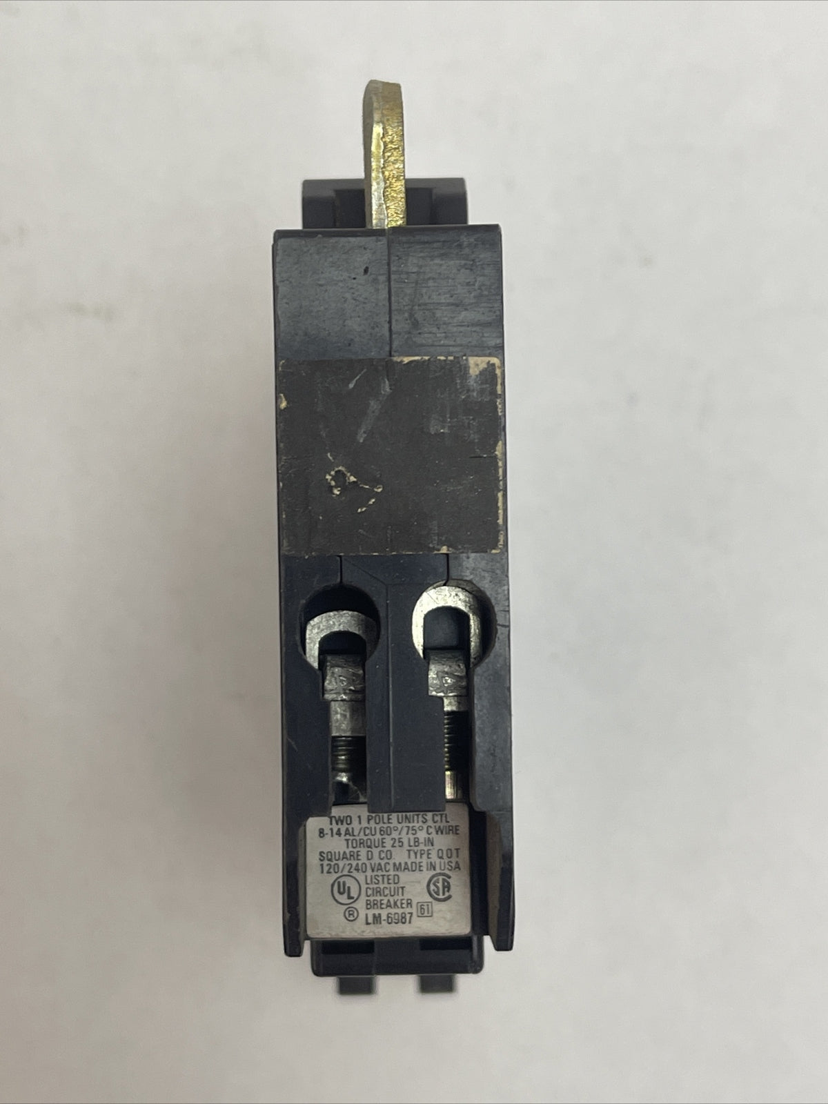 SQUARE D QOT1520 CIRCUIT BREAKER 15A 20A 120/240 VAC TWO 1 POLE UNITS CTL