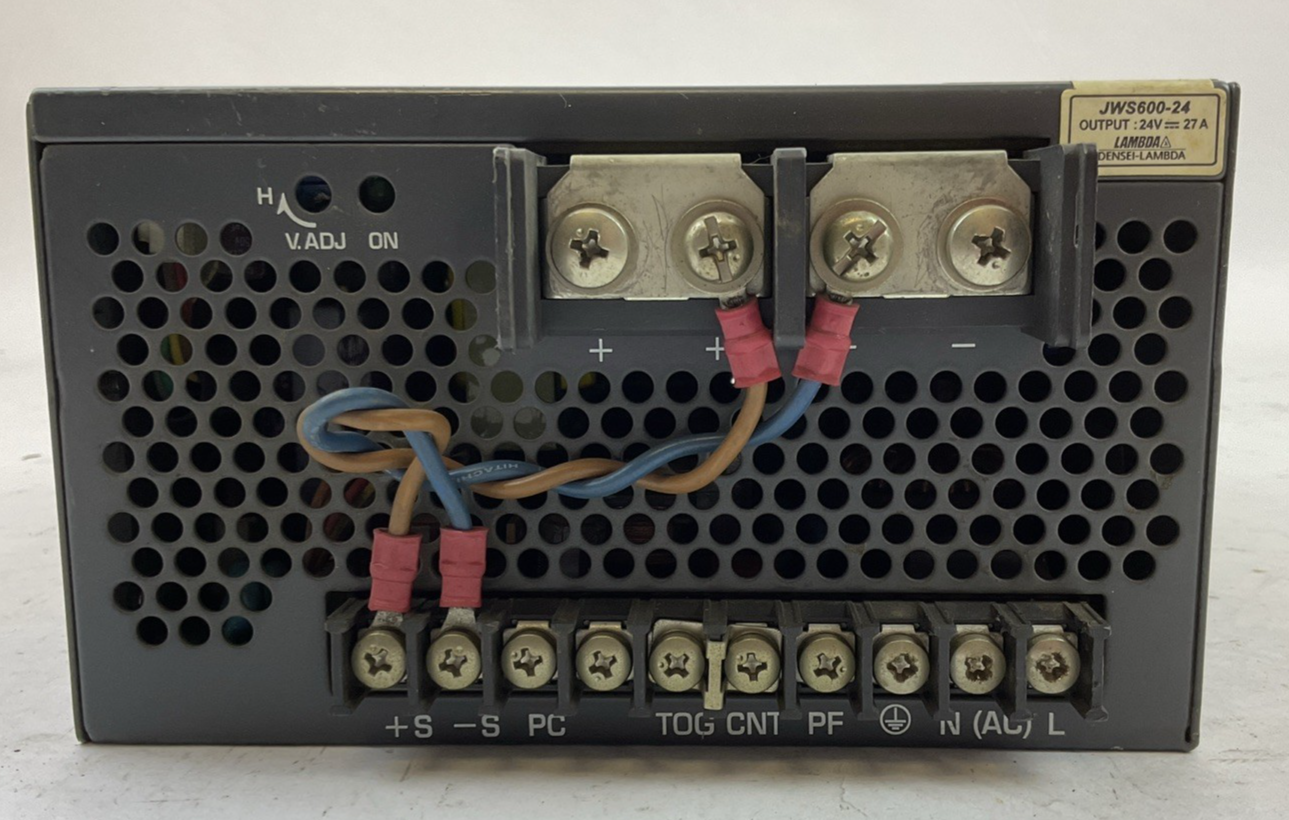 LAMBDA JWS600-24 POWER SUPPLY OUTPUT 24VDC 27A INPUT 100-240VAC 8.2A 50/60HZ