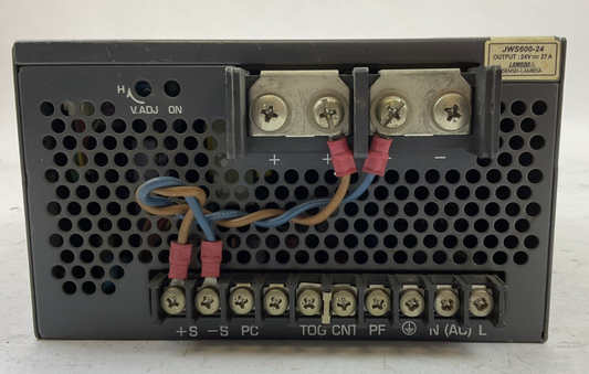 LAMBDA JWS600-24 POWER SUPPLY OUTPUT 24VDC 27A INPUT 100-240VAC 8.2A 50/60HZ