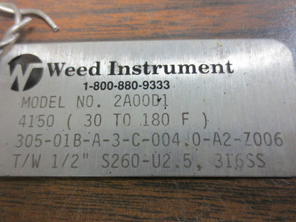 WEED 2A00D1 THERMOWELL TEMP SENSOR PROBE ASSY w/ 4150 SENSOR MATE TRANSMITTER