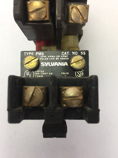 SYLVANIA PMS 6S SLIM JIM RELAY TB139-1 COIL 110-120V 60HZ 110V 50HZ