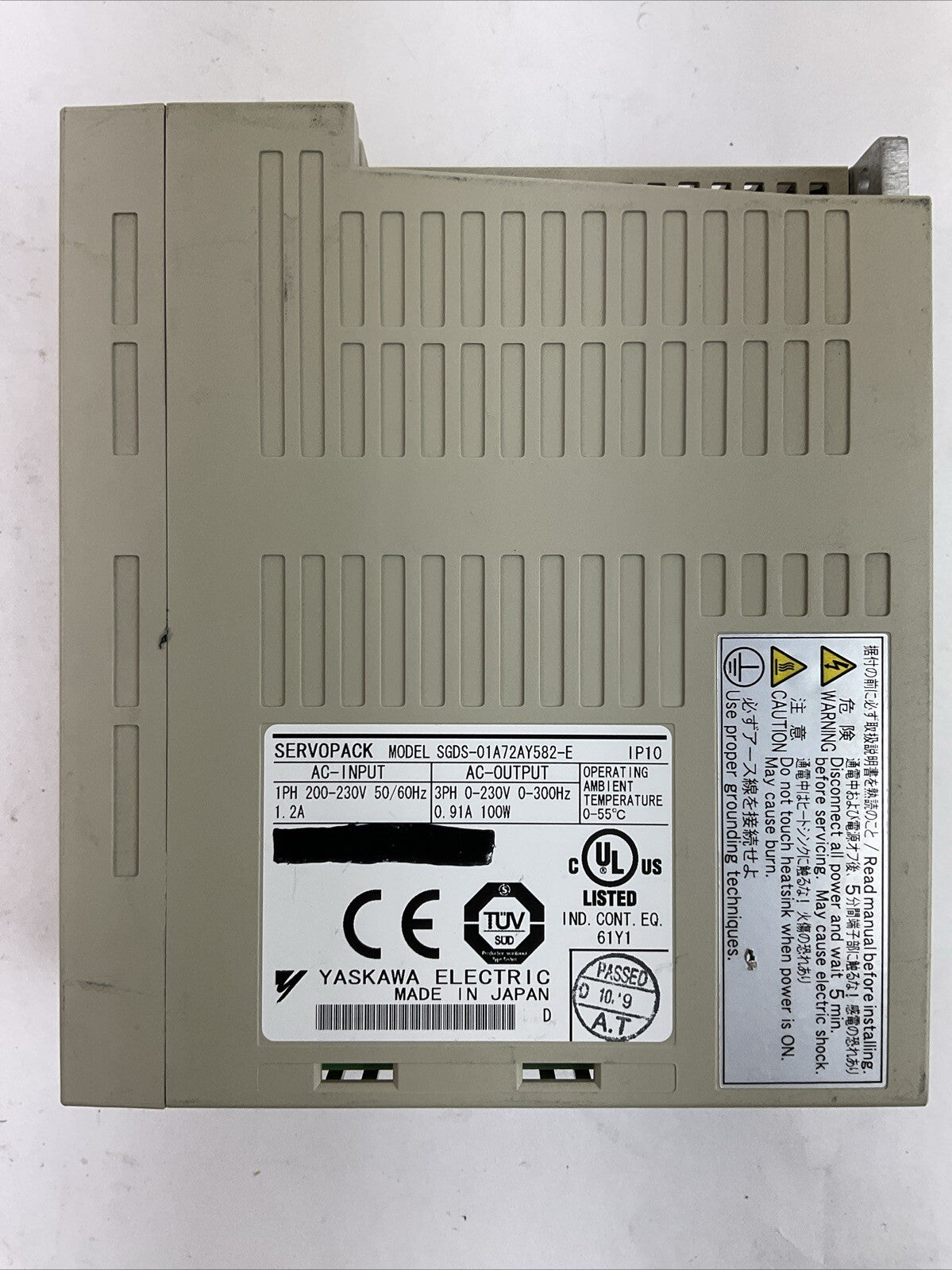 YASKAWA SGDS-01A72AY582-E SERVOPACK 230VAC SERVO DRIVE