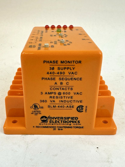 ATC SLM-440-ASE PHASE MONITOR RELAY 440-490VAC 3PH DPDT 3A 600VAC MICROPROCESSOR