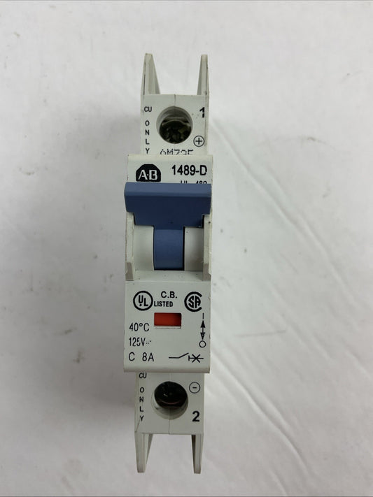 ALLEN-BRADLEY 1489-D1C080 SER A CIRCUIT BREAKER 125VDC 8AMP