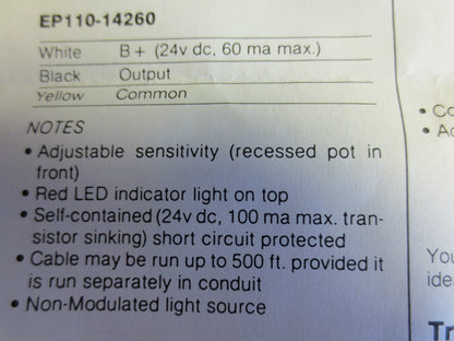 NAMCO EP110-14260 PHOTOELECTRIC SLOT SENSOR - RETRO-REFLECTIVE - GS05/2G LEUZE