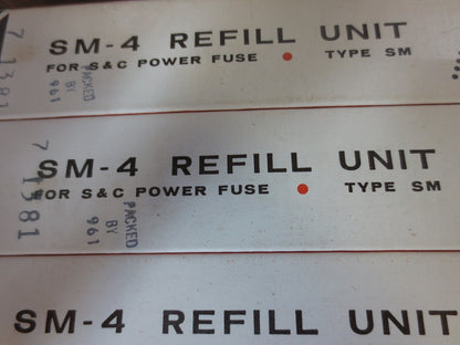 S&C SM-4 REFILL UNIT for S&C POWER FUSE 50 E TYPE SM--200 E AMP RATED 3PK