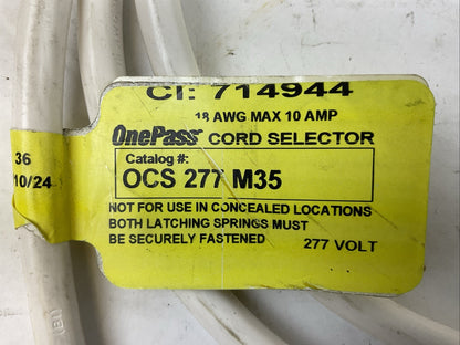 ONEPASS CORD SELECTOR OCS 277 M35 277VOLT 18AWG 10AMP