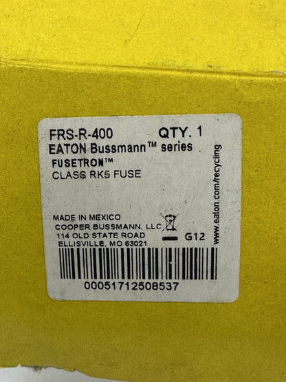 COOPER BUSSMANN FRS-R-400 FUSETRON CLASS RK5 TIME-DELAY FUSE 400A 600VAC 300VDC