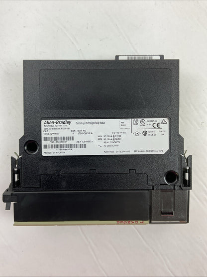 ALLEN BRADLEY 1756-OW16I SER A FW 3.003 CONTOLLOGIX 16 PT DIGITAL RELAY MODULE