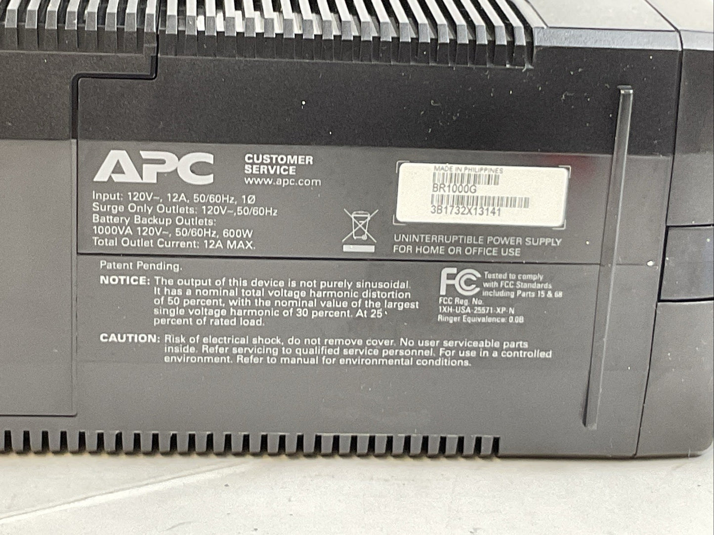 APC BR1000G POWER-SAVING BATTERY BACKUP OUTPUT CAPACITY 1000VA / 600WATTS